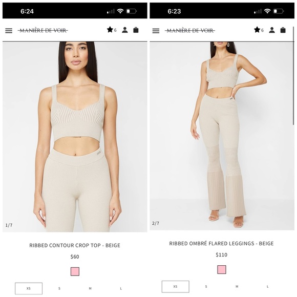 Manière de Voir Set - Beige Ribbed Contour Crop Top & Ombré Flared Leggings - Picture 15 of 15